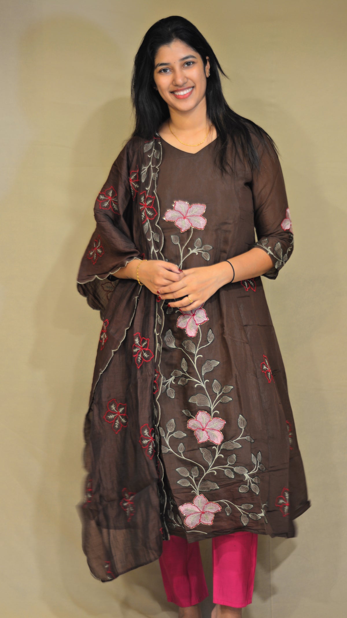 Brown Mul Chanderi 3PC set